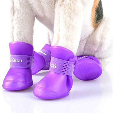 Pet Dog Puppy Rain Snow Boots Shoes Booties, 4 Pcs